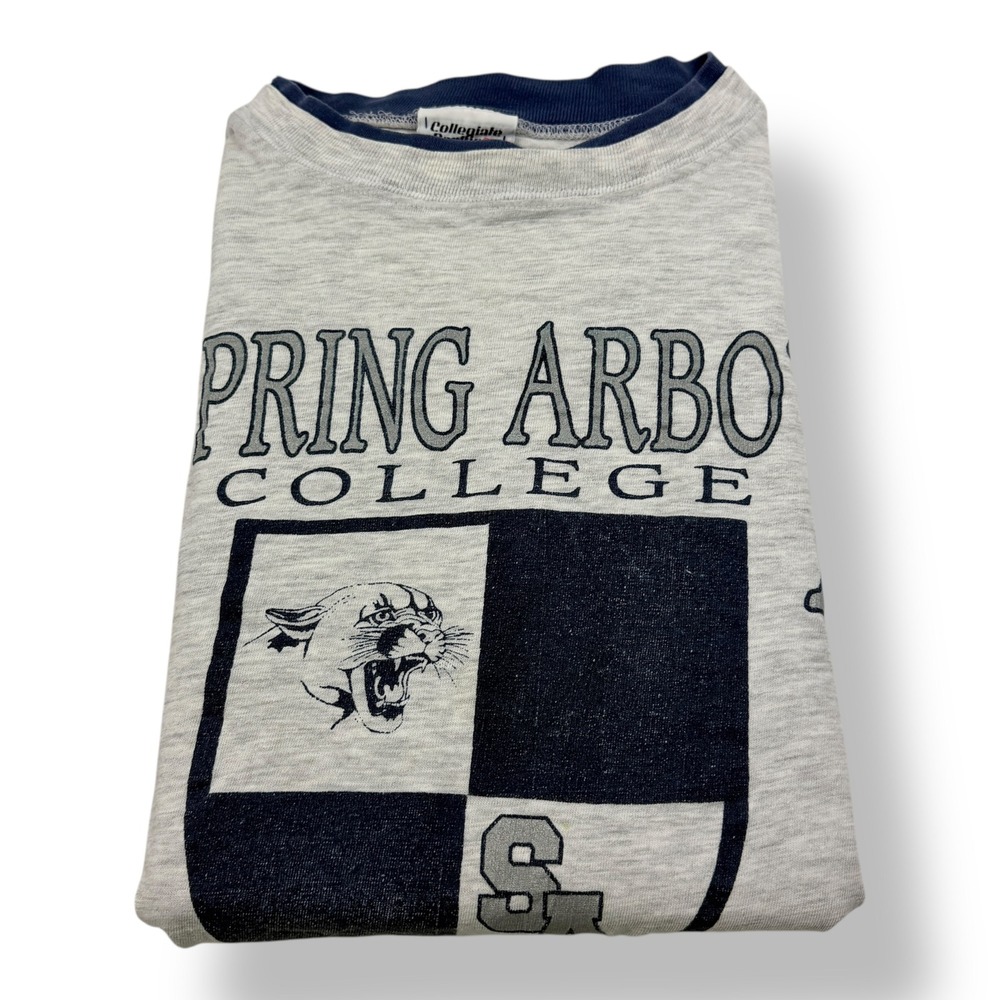 Vintage Collegiate Pacific Spring‎ Arbor College Cougars T-Shirt Gray Mens L/M